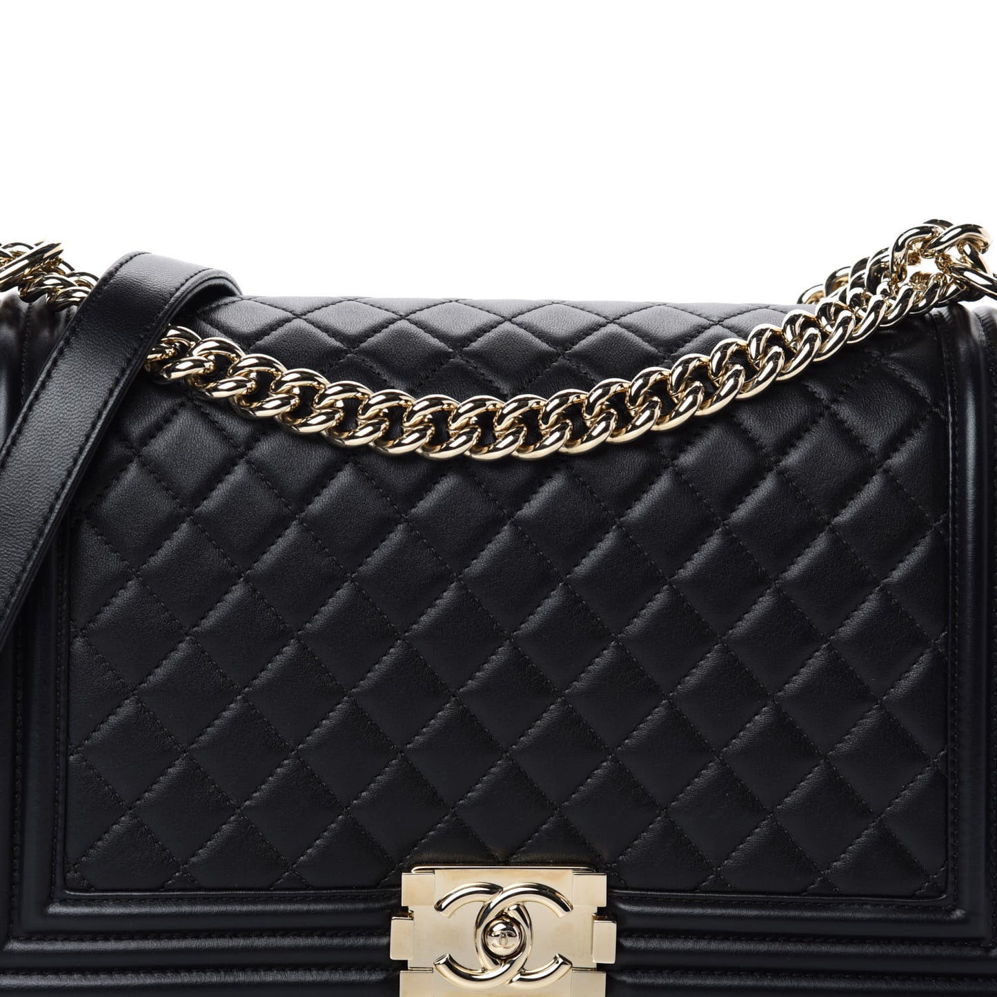 Lambskin Quilted New Medium Boy Flap Black