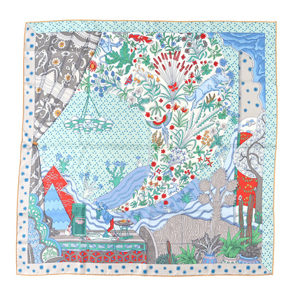 Hermes Silk Twill Le Premier Chant Scarf 90 Aqua Vert Grenadine 1 of 4