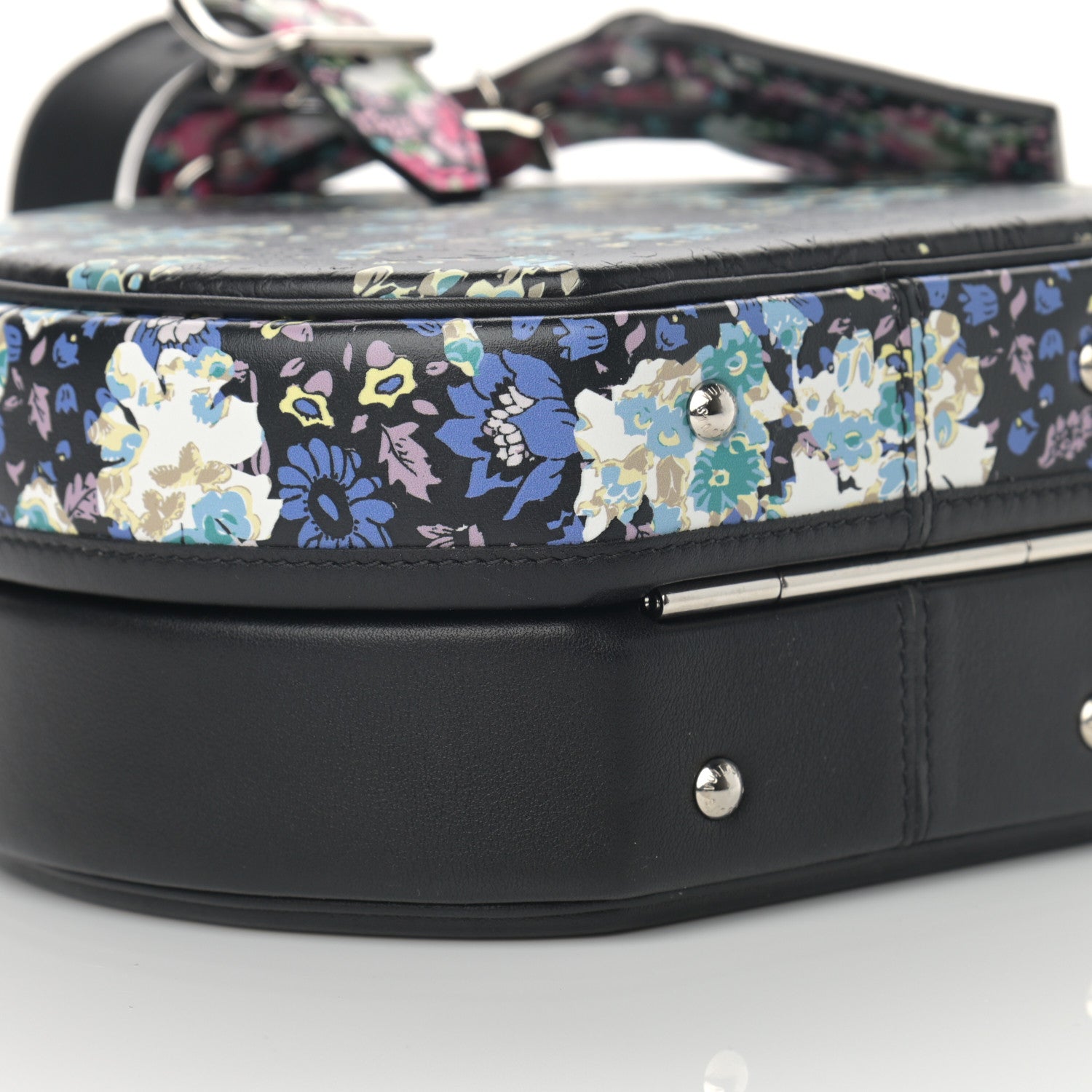 Louis Vuitton Calfskin Floral Print Petite Boite Chapeau Black 10 of 13