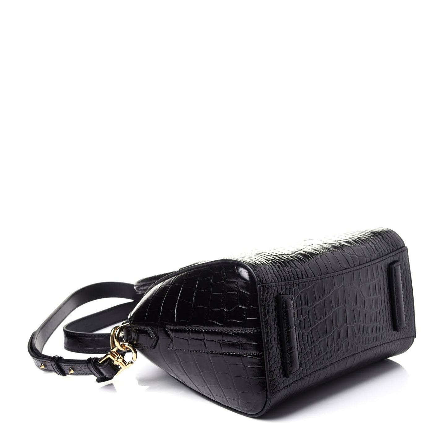 Calfskin Crocodile Embossed Mini Antigona Black