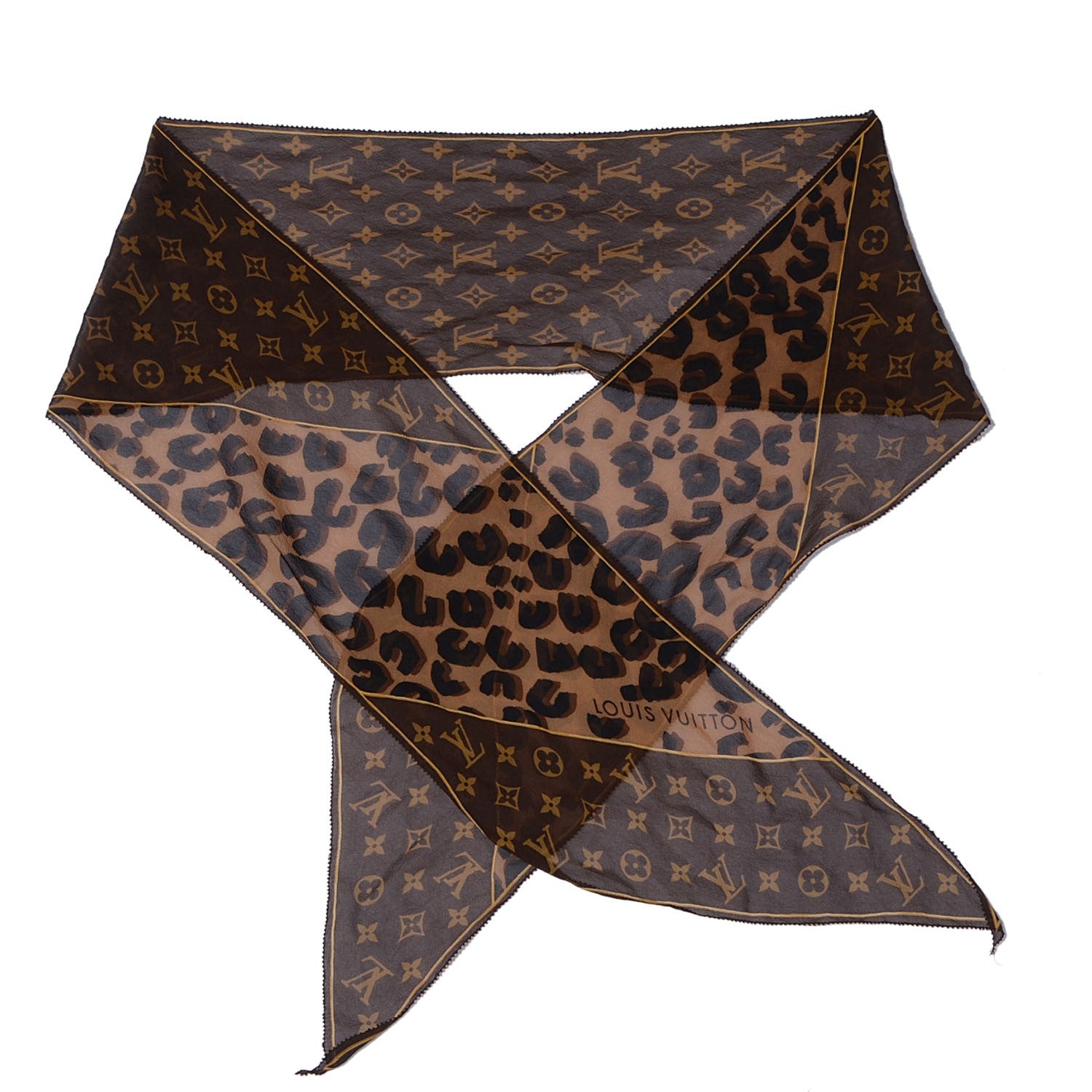 Louis Vuitton Silk Crepe Leopard Monogram Scarf 1 of 5