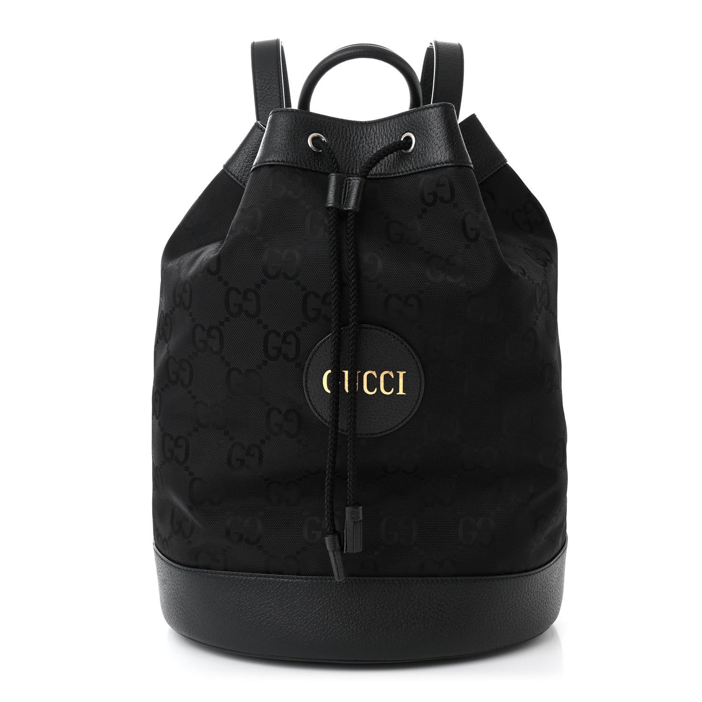 Econyl Nylon Monogram Off The Grid Drawstring Bucket Backpack Black