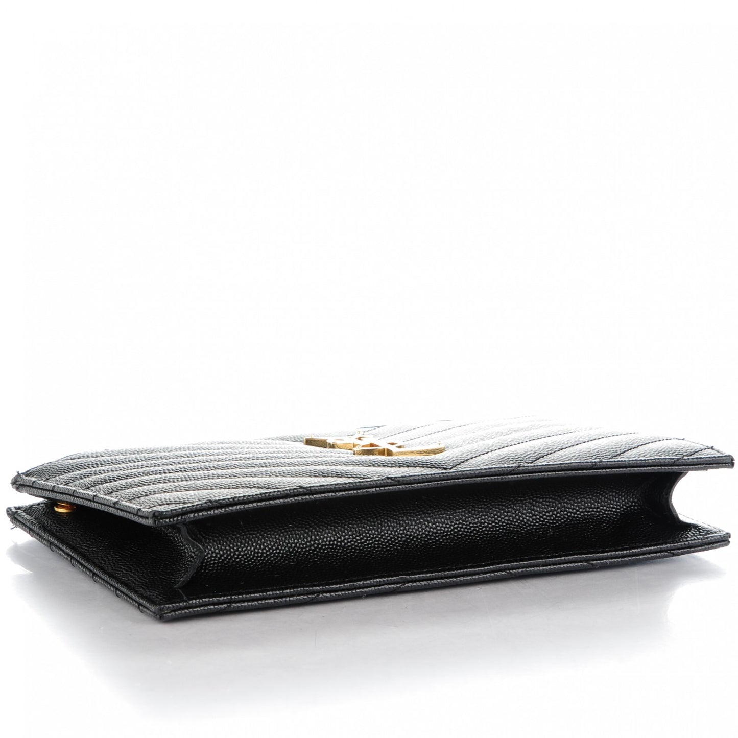 Grain De Poudre Matelasse Chevron Monogram Double Zip Wallet Black