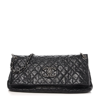Chanel Aged Calfskin Quilted Coco Rider Fold Over Flap Black 1 of 10