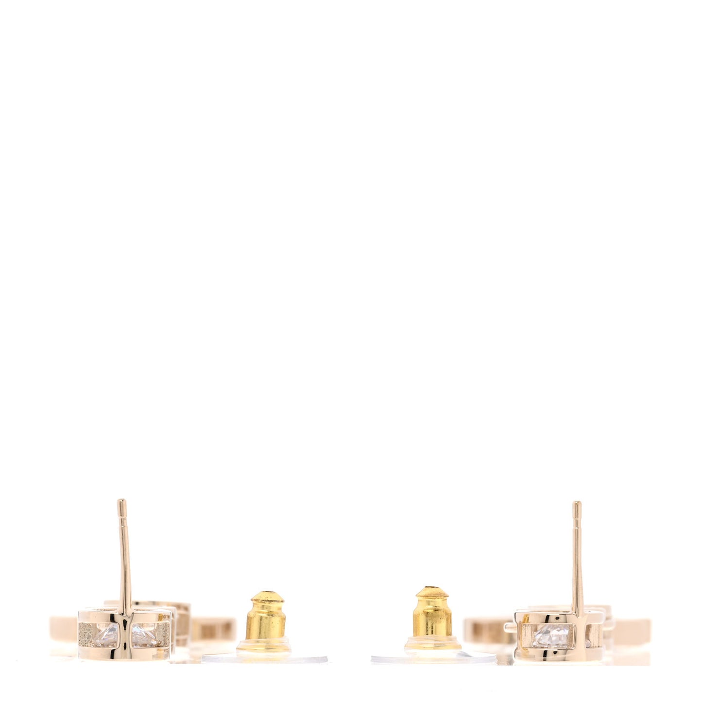 Metal Crystal CC Cha-Nel Logo Drop Earrings Light Gold