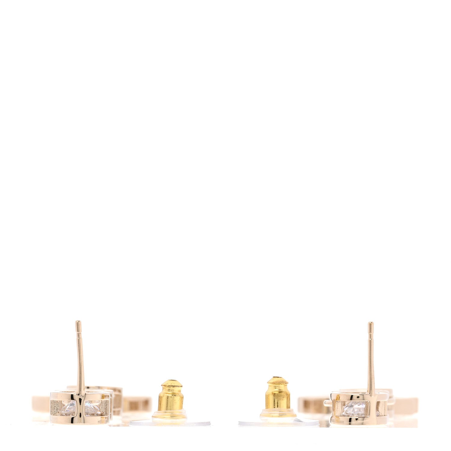 Chanel Metal Crystal CC Cha-Nel Logo Drop Earrings Light Gold 3 of 5
