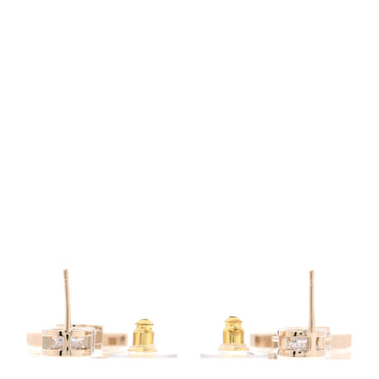 Chanel Metal Crystal CC Cha-Nel Logo Drop Earrings Light Gold 3 of 5