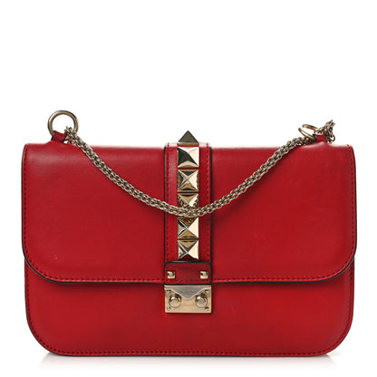 Valentino Garavani Vitello Medium Glam Lock Rockstud Flap Red 1 of 10