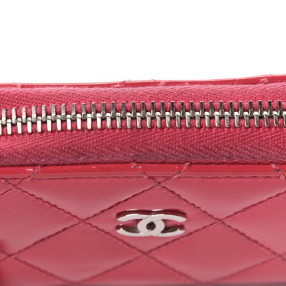 Chanel Patent Calfskin Quilted Zip Coin Purse Dark Pink 8 of 9