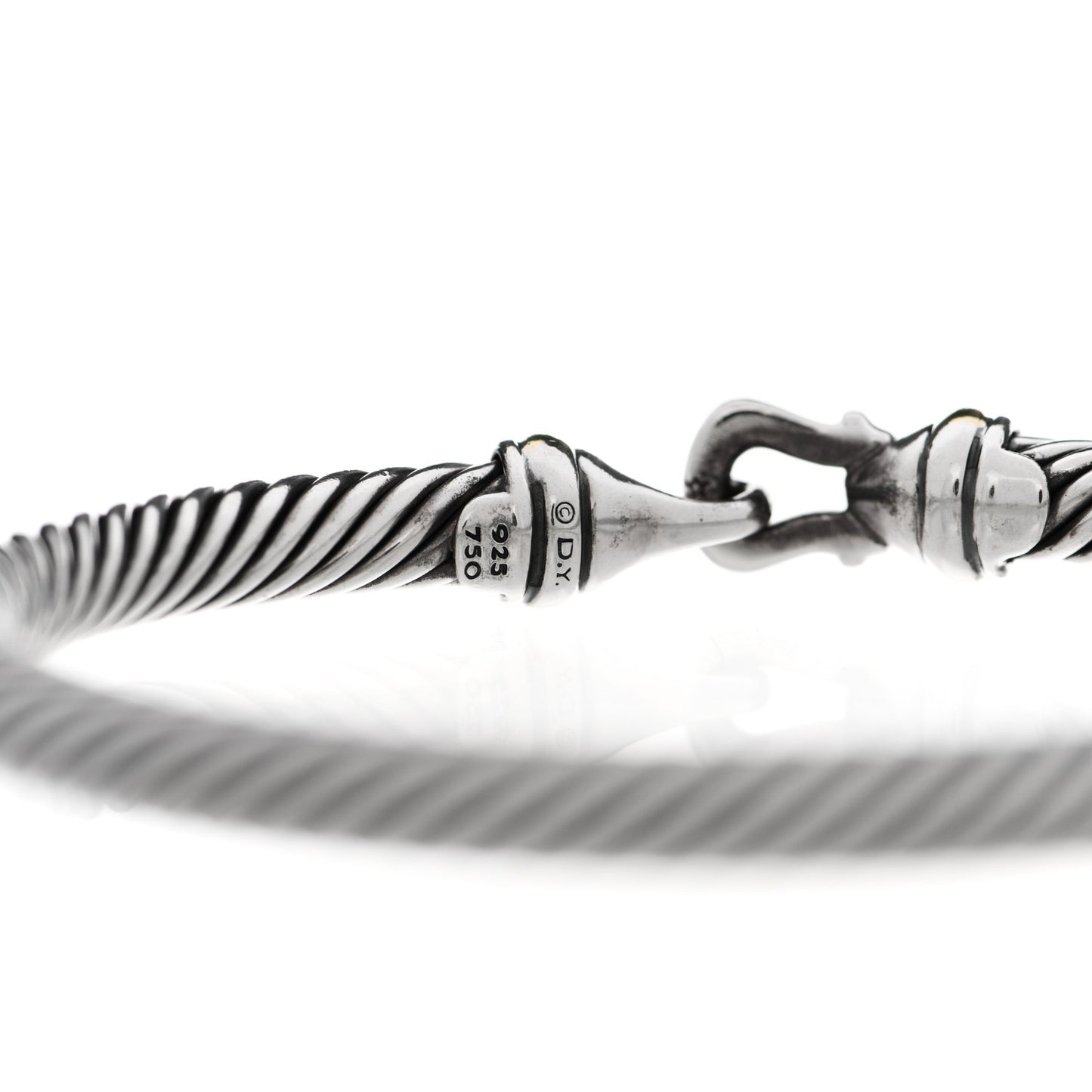 Sterling Silver 18K Yellow Gold 5mm Cable Classic Buckle Bracelet