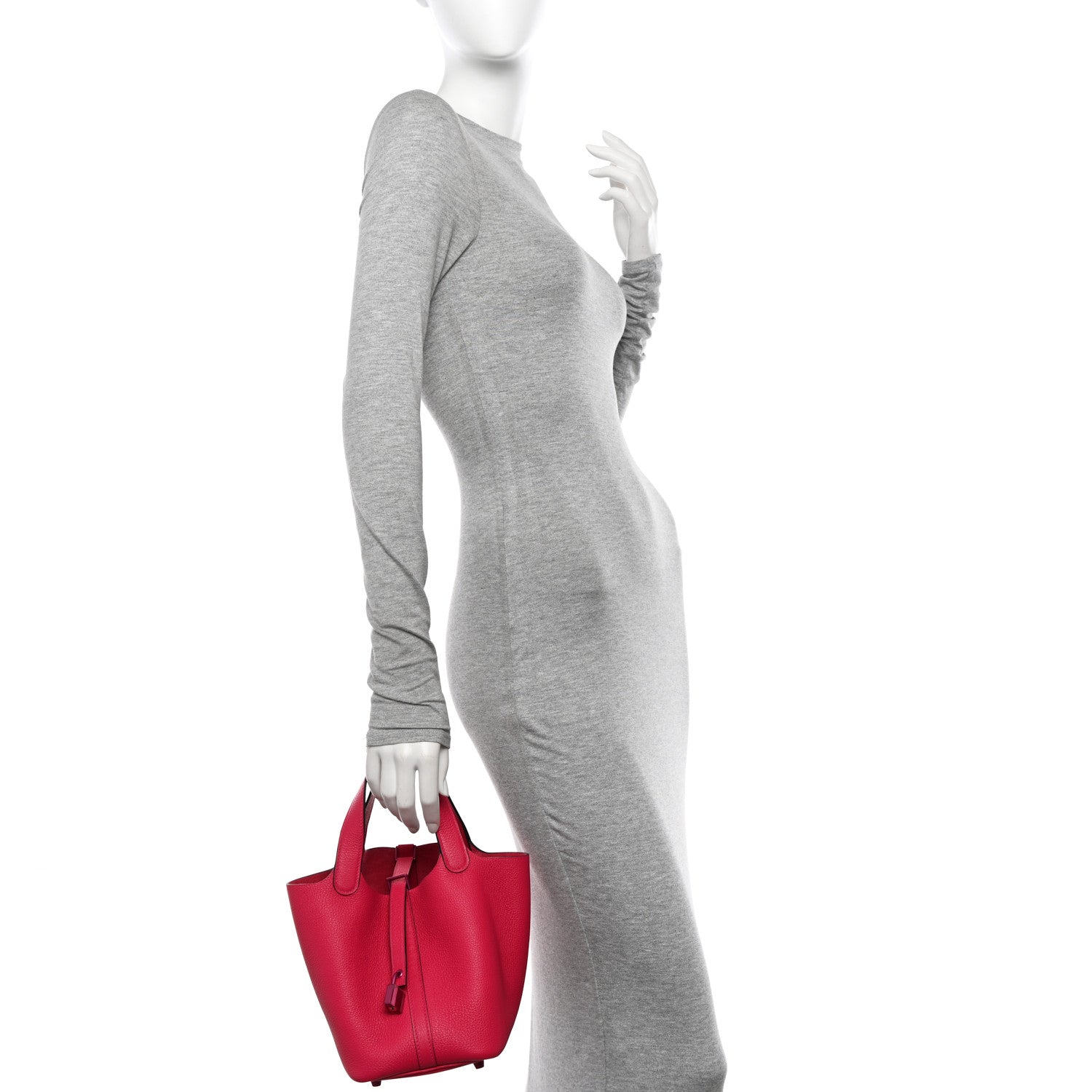 Hermes Taurillon Clemence Monochrome Picotin Lock 18 PM Rose Mexico 2 of 11