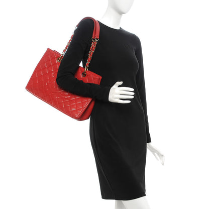 Chanel Caviar Quilted Grand Shopping Tote GST Red 2 of 7