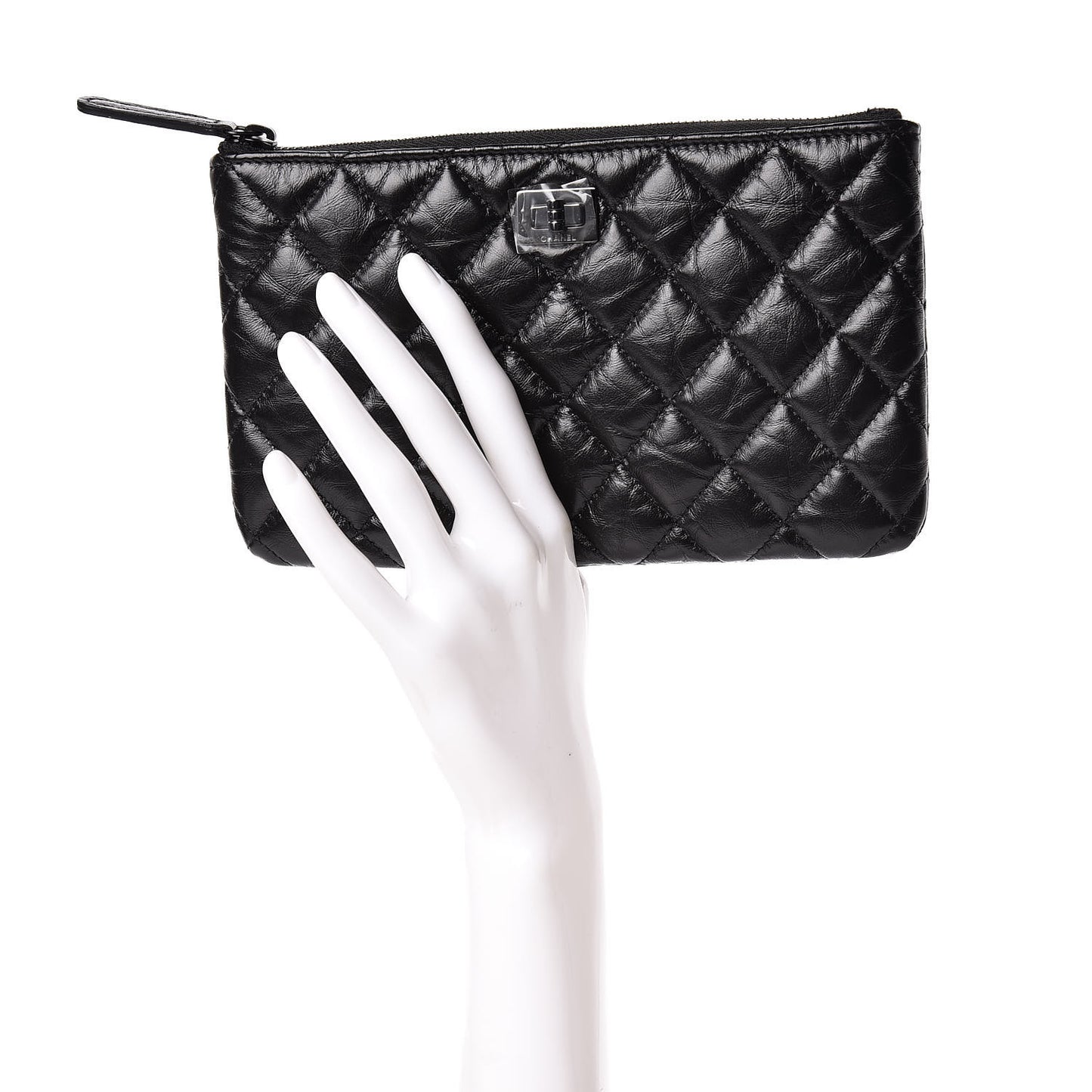 Aged Calfskin Quilted Medium Reissue Cosmetic Case So Black