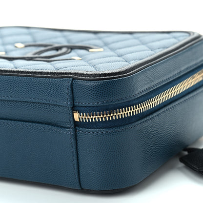 Chanel Caviar Quilted Medium CC Filigree Vanity Case Navy Black 9 of 9