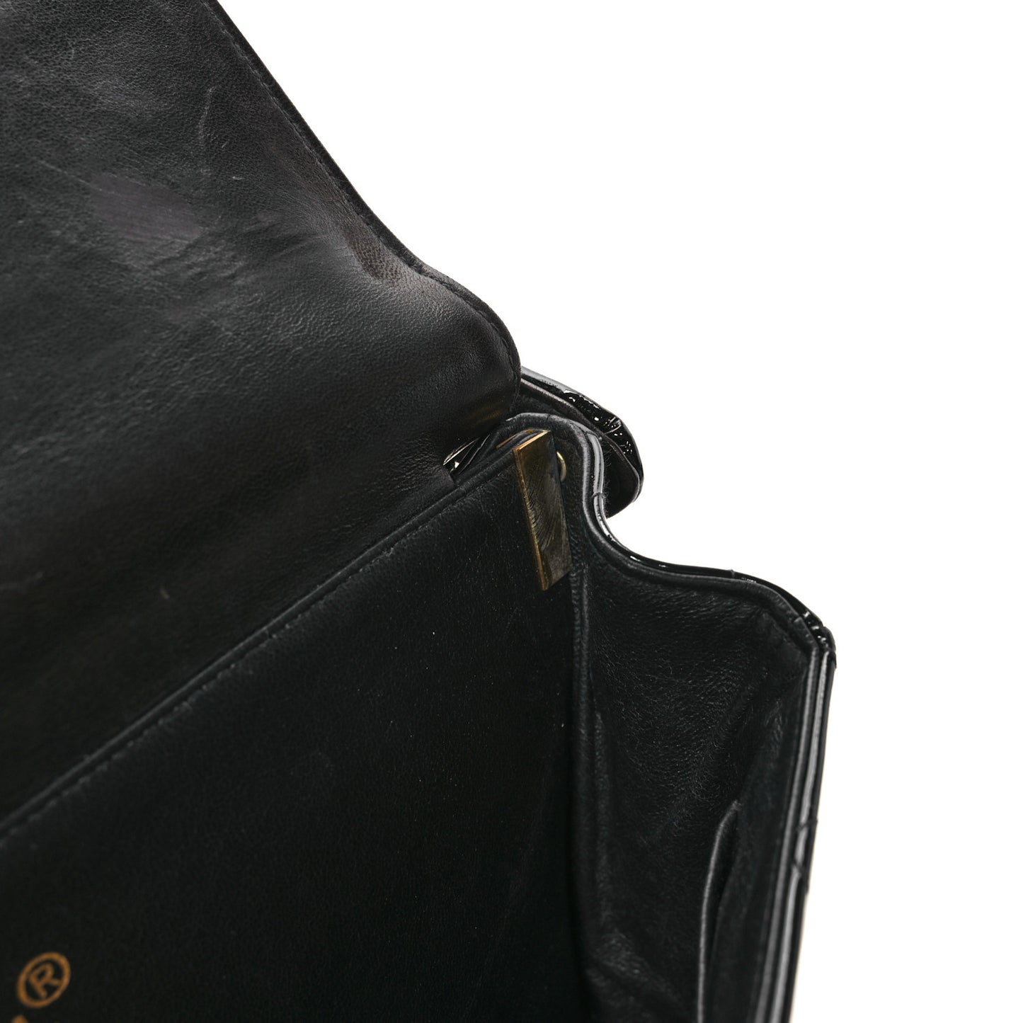 Patent Quilted Double Sided Shoulder Flap Bag Black