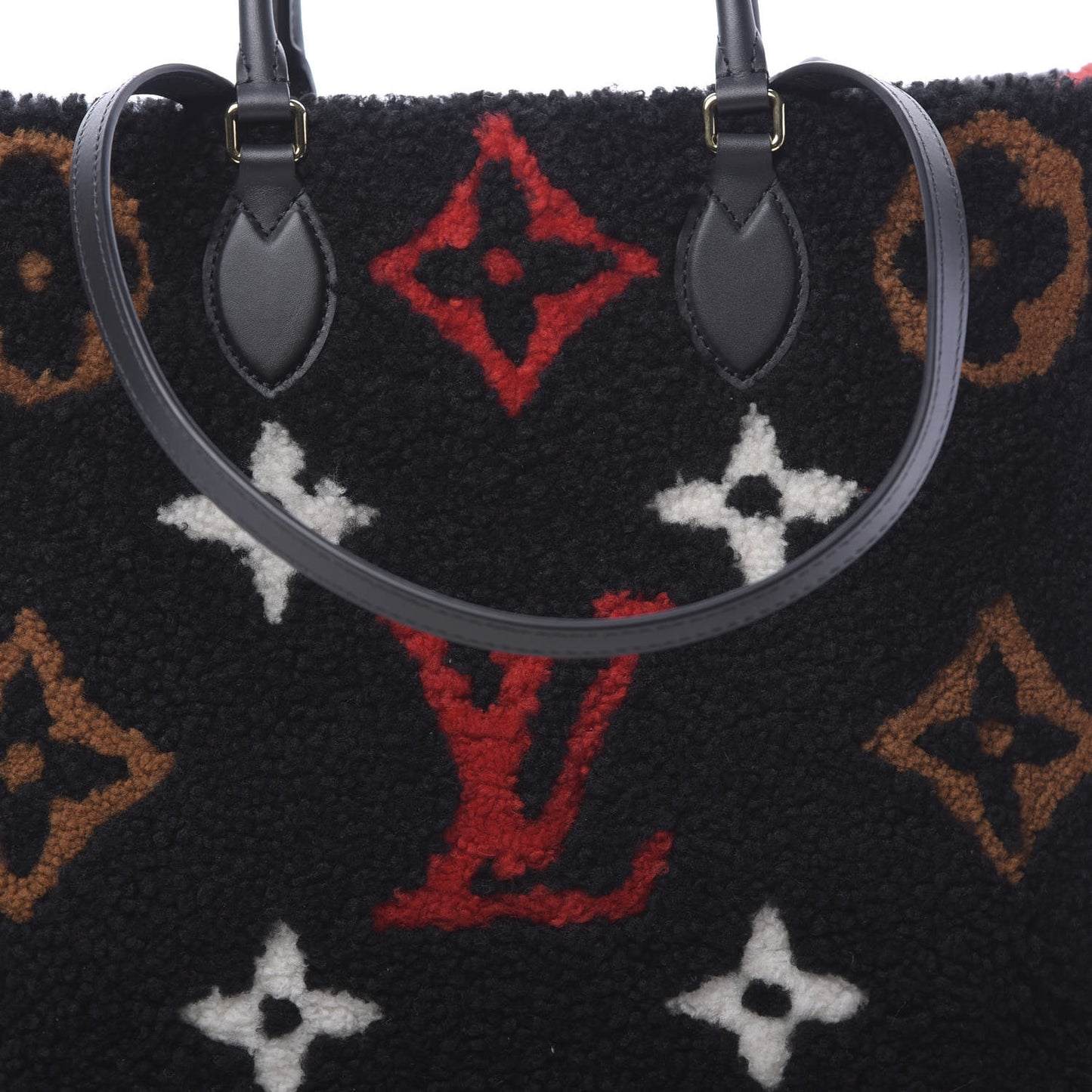 Shearling Monogram Giant Teddy Onthego GM Black Red