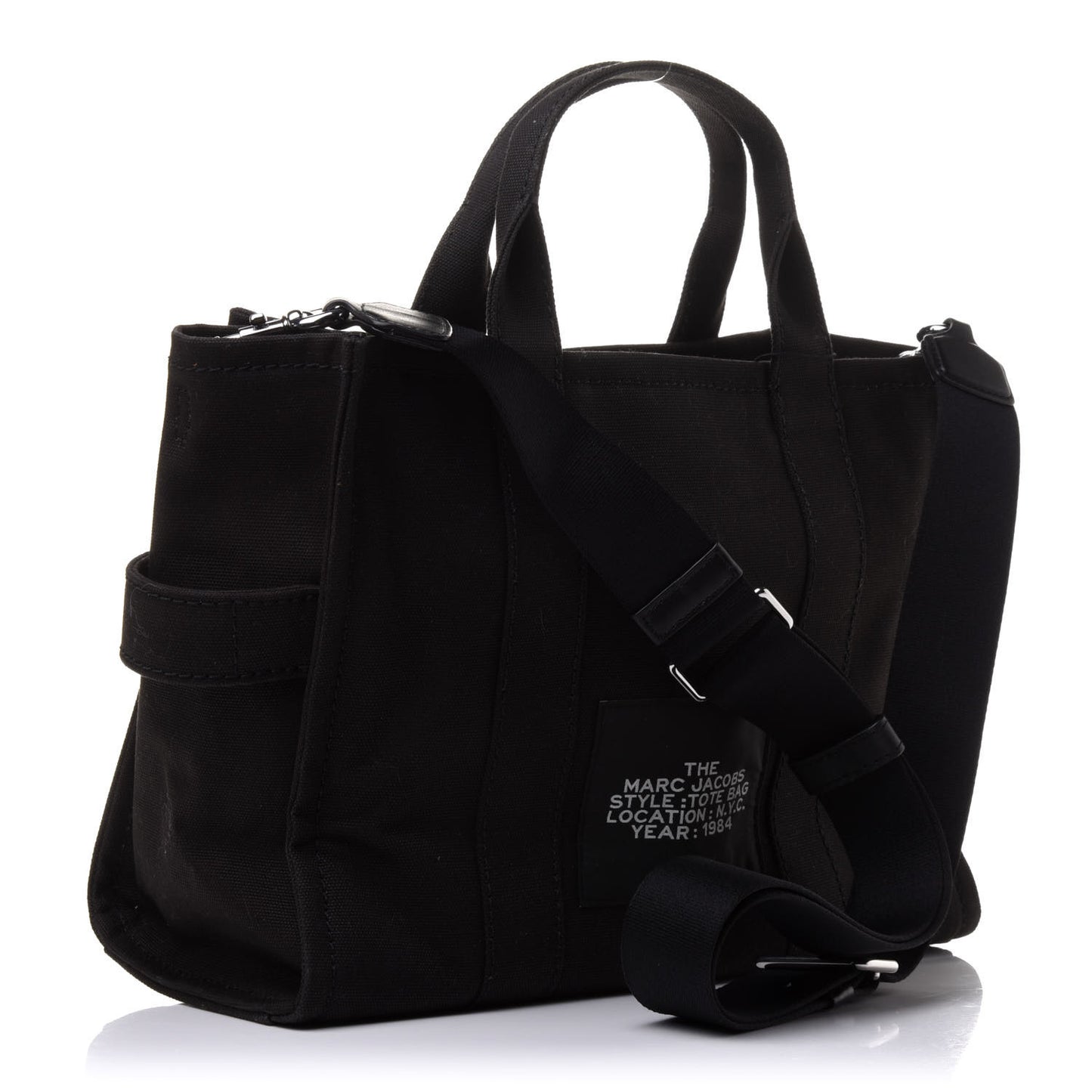 Cotton Canvas Small The Traveler Tote Bag Black