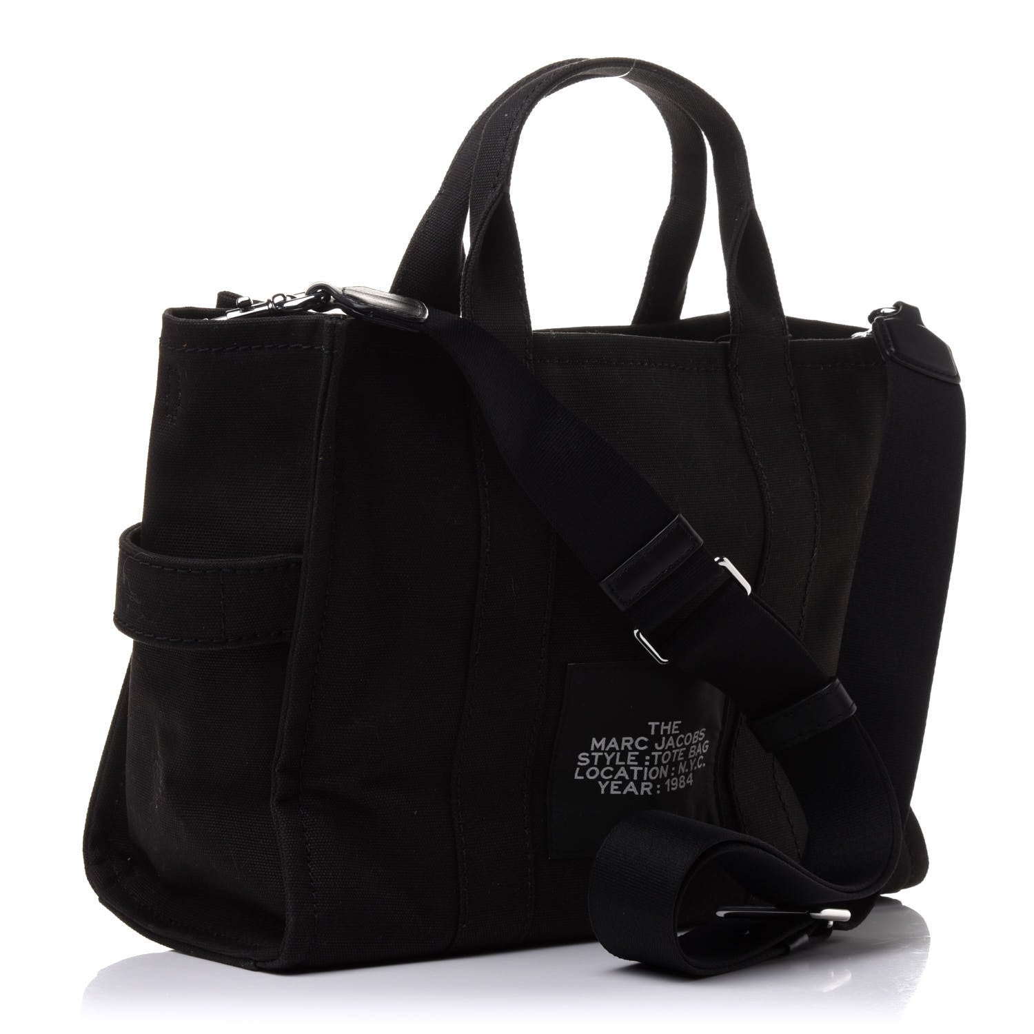 Marc Jacobs Cotton Canvas Small The Traveler Tote Bag Black 4 of 15