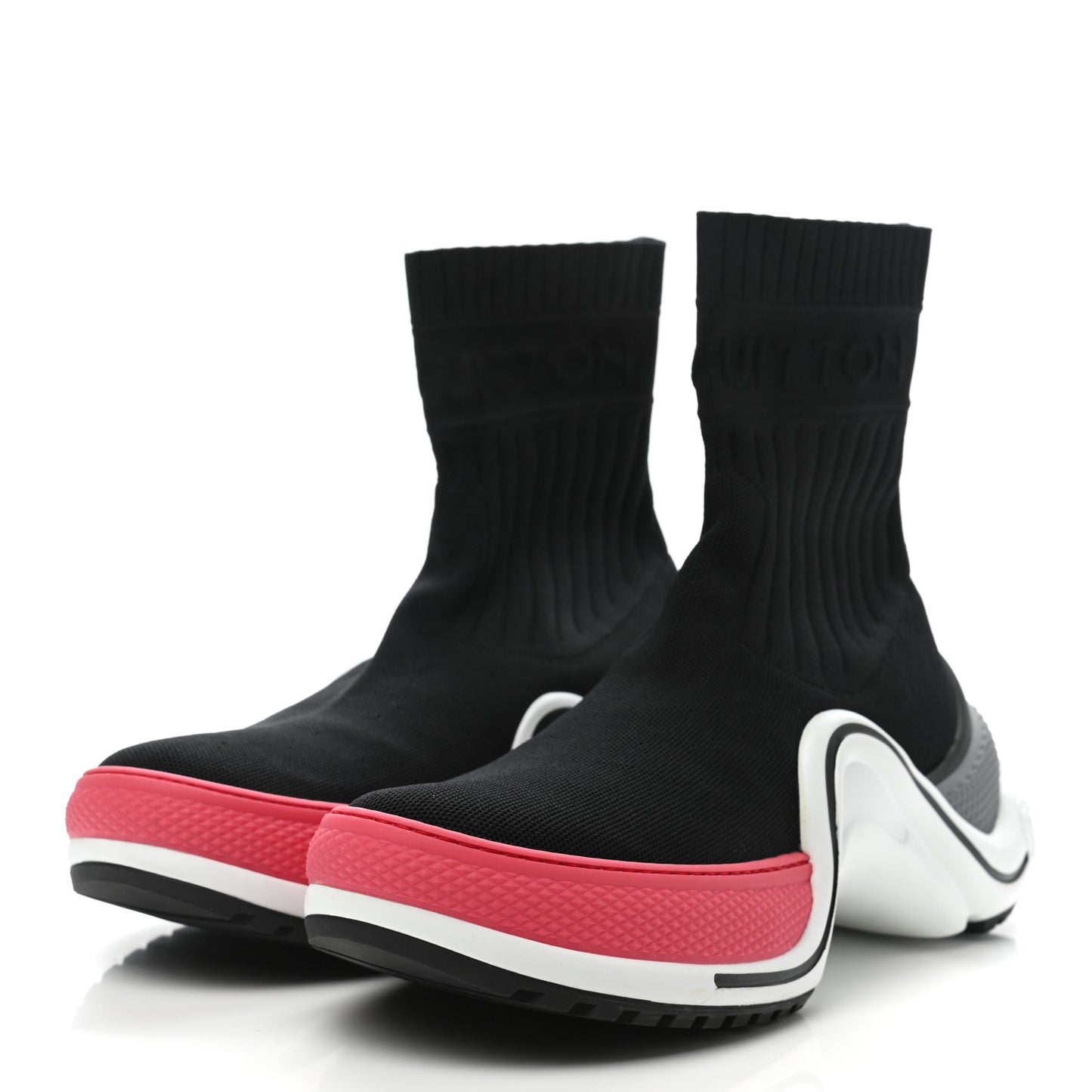 Stretch Textile LV Archlight Sneaker Boots 39.5 Fuchsia Black