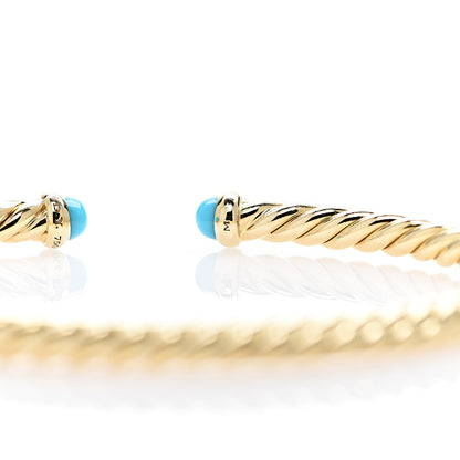 David Yurman 18K Yellow Gold Turquoise 4mm Cablespira Bracelet 3 of 4