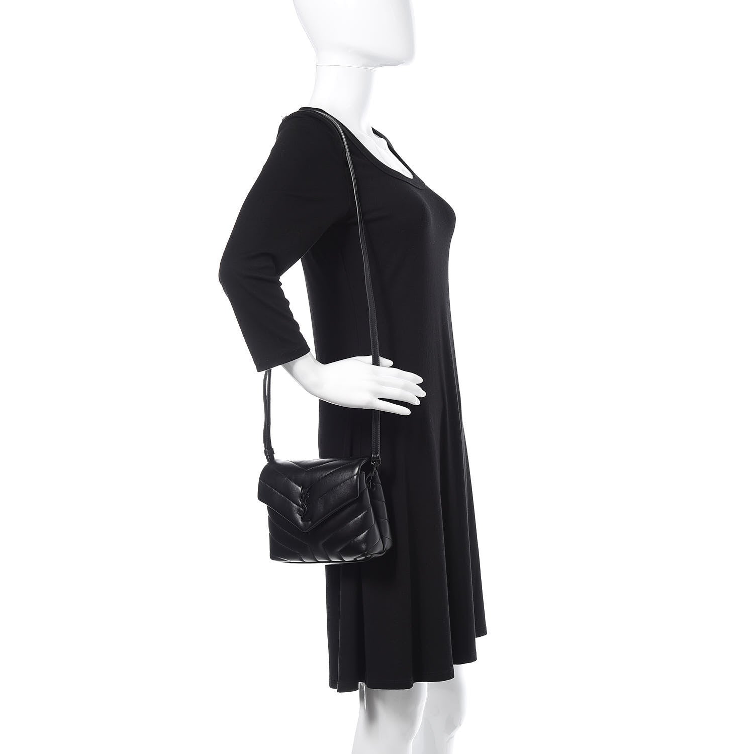 Saint Laurent Calfskin Y Quilted Monogram Toy Loulou Crossbody Bag Black 2 of 11