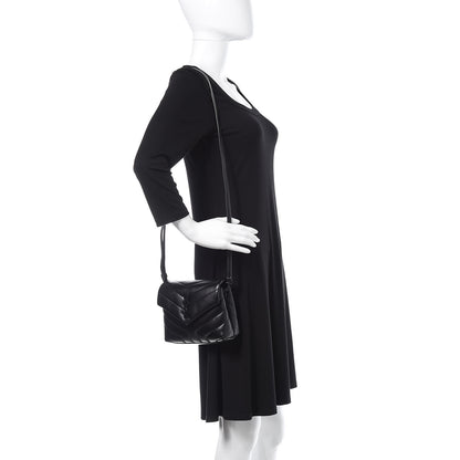 Saint Laurent Calfskin Y Quilted Monogram Toy Loulou Crossbody Bag Black 2 of 11