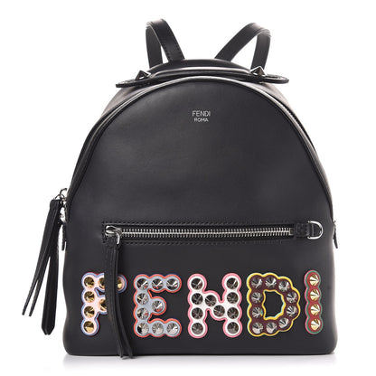 Fendi Vitello Century Fun Fair Metal Studded Mini Backpack Black Multicolor 2 of 19