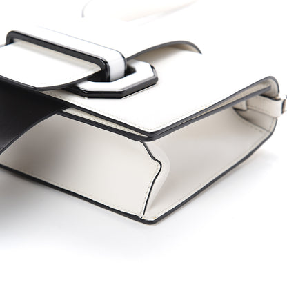 Prada City Calf Plex Ribbon Bag White Black 7 of 7