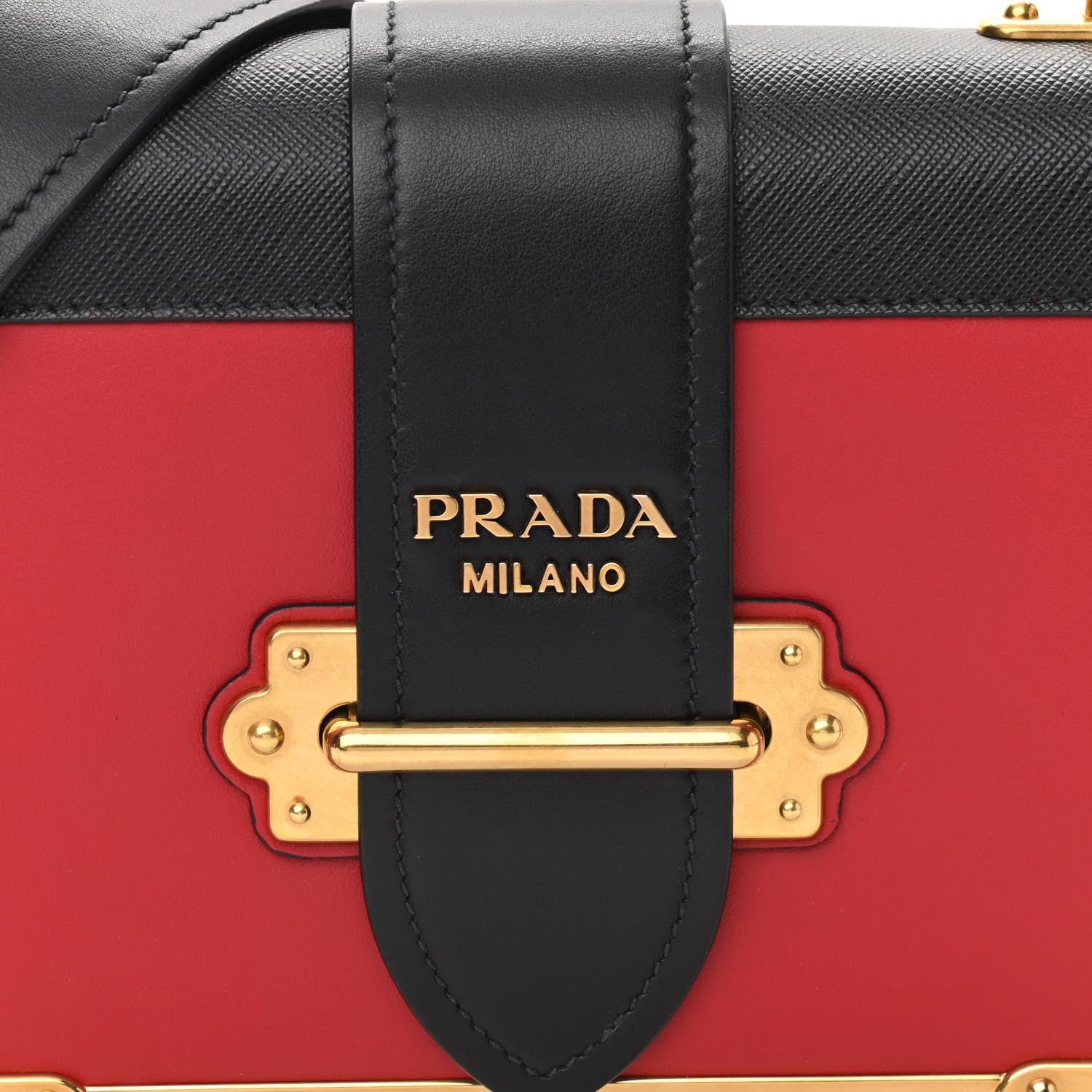 Prada City Calfskin Saffiano Cahier Bag Fuoco Black 7 of 9