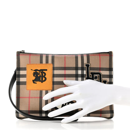 Burberry Coated Canvas House Check Patches Zip Pouch Black 2 of 6