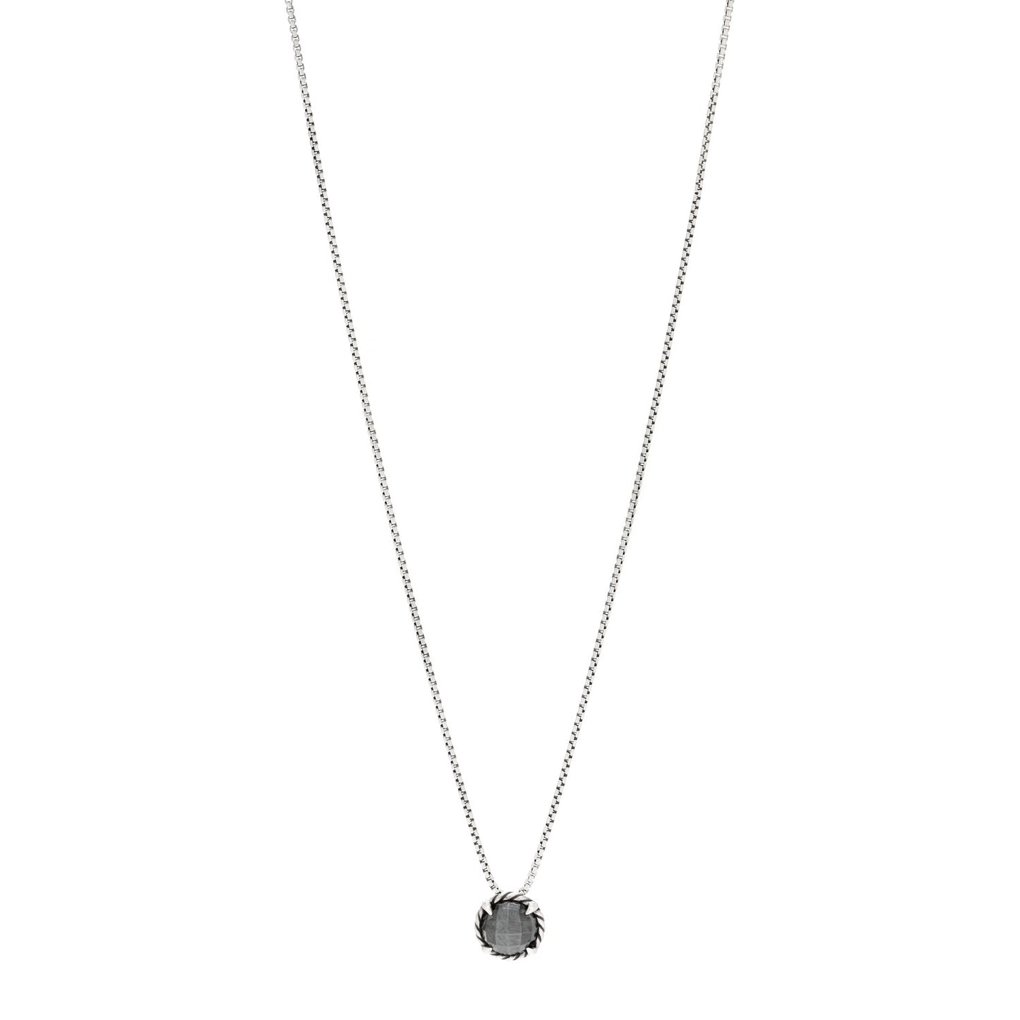 Sterling Silver Hematite 8mm Petite Chatelaine Pendant Necklace