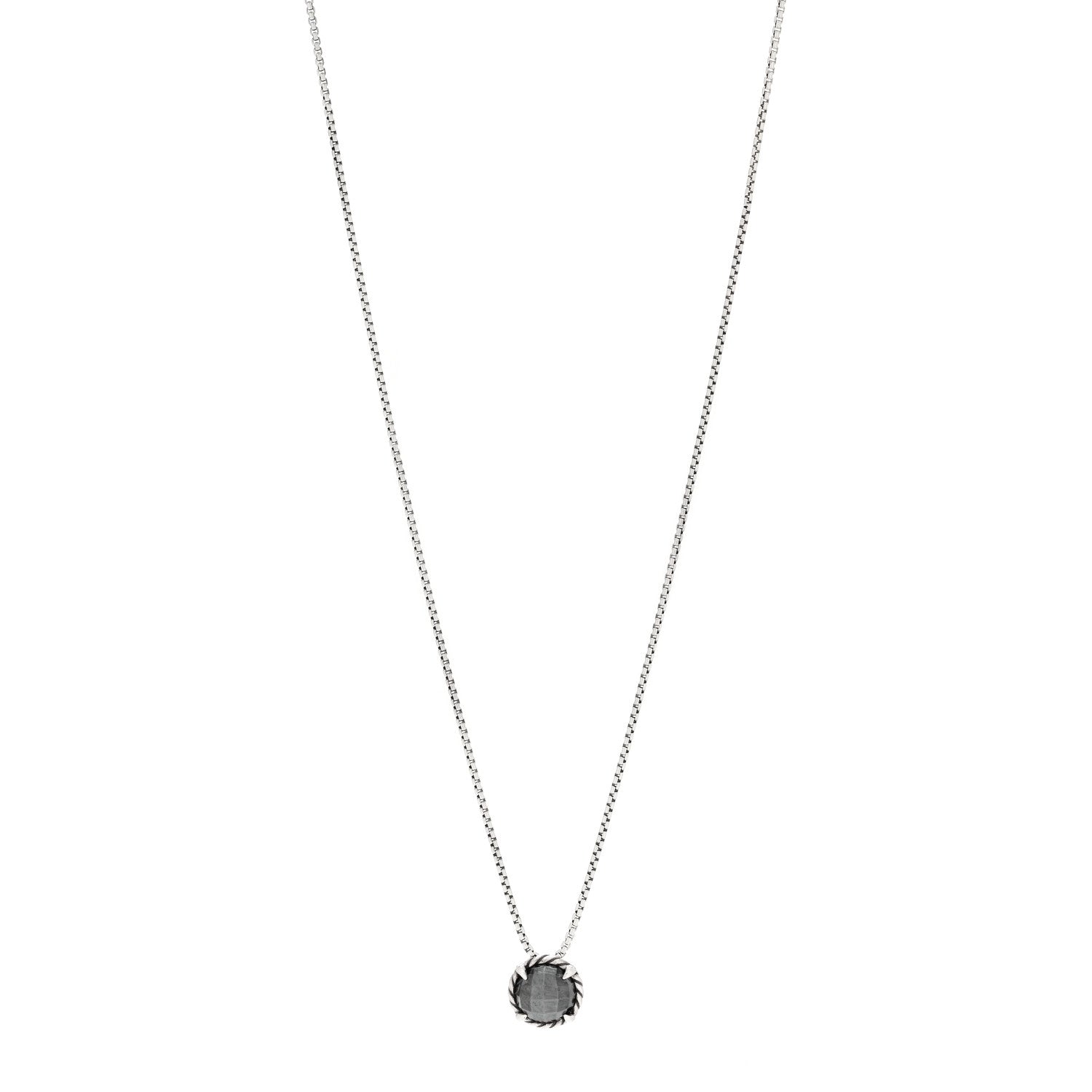 David Yurman Sterling Silver Hematite 8mm Petite Chatelaine Pendant Necklace 1 of 4