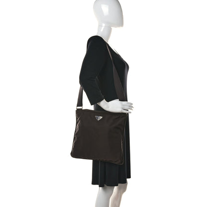 Prada Nylon Flat Messenger Bag Brown 2 of 15