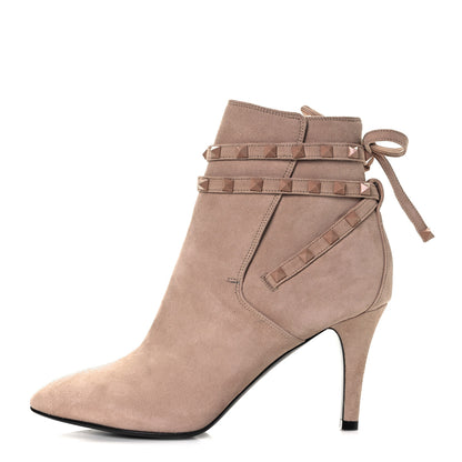 Valentino Garavani Suede Monochrome Rockstud Flair 85mm Ankle Boots 39 Rose Cannelle 1 of 24