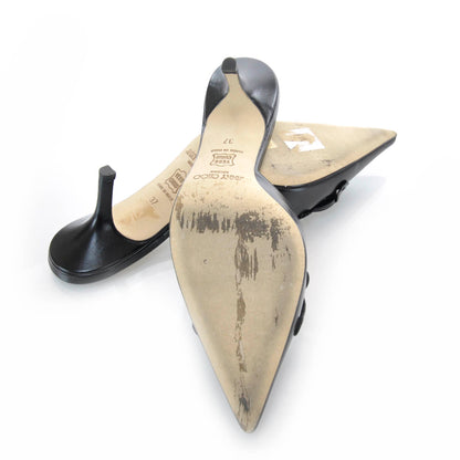 Jimmy Choo Leather Kitten Heels Slides 37 Black 3 of 6