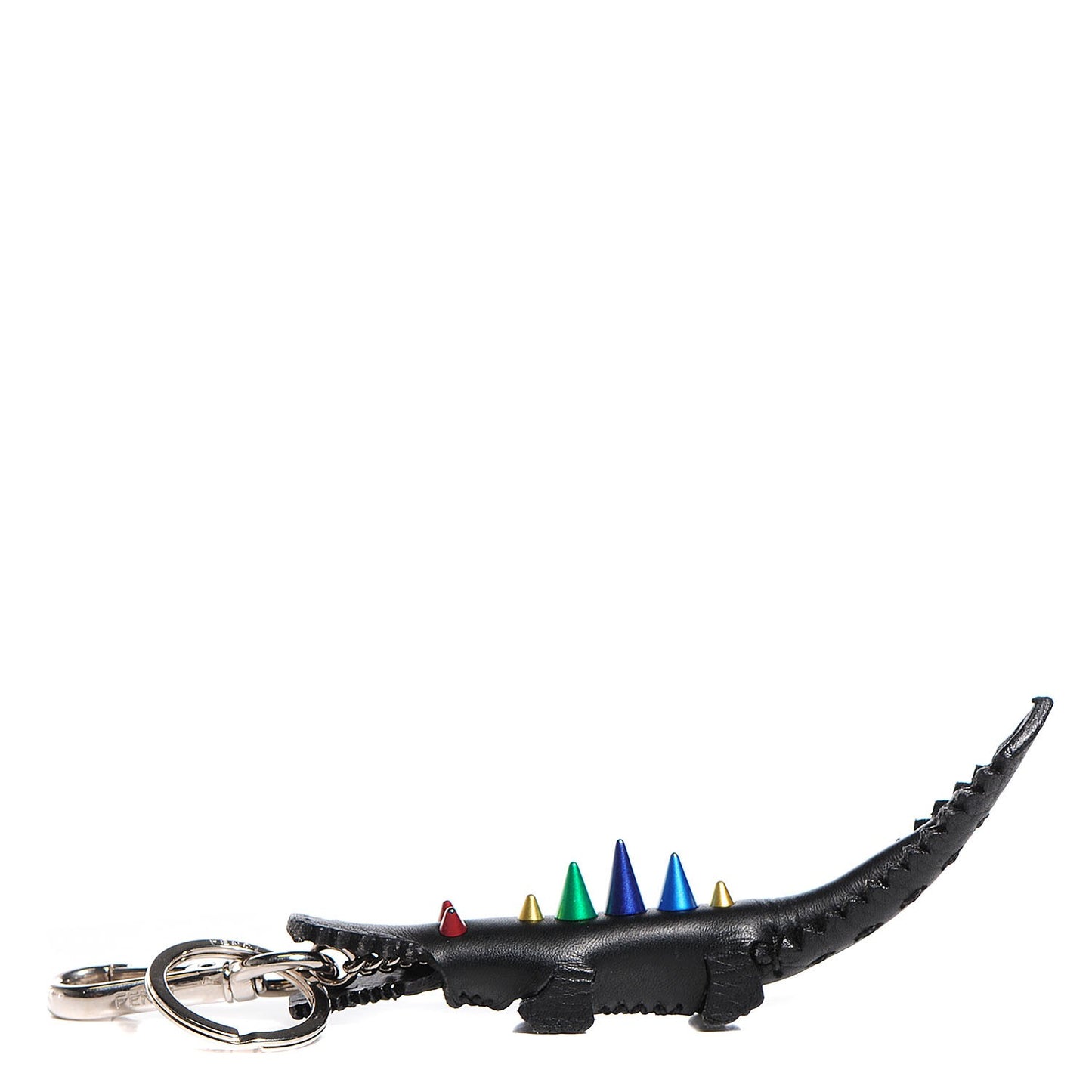 Calfskin Gator Charm Key Fob Black