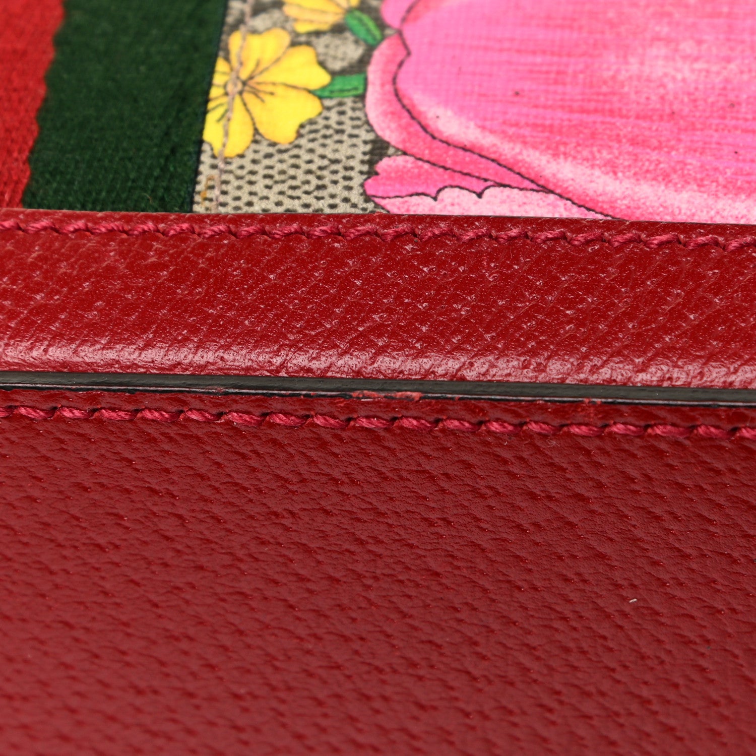 Gucci GG Supreme Monogram Flora Web Small Ophidia Top Handle Shoulder Bag Hibiscus Red 12 of 14