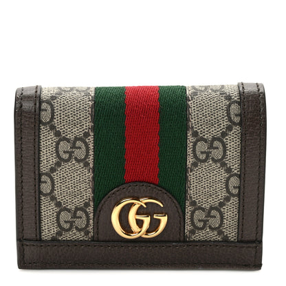 Gucci GG Supreme Monogram Web Ophidia Card Case Beige New Acero 1 of 7