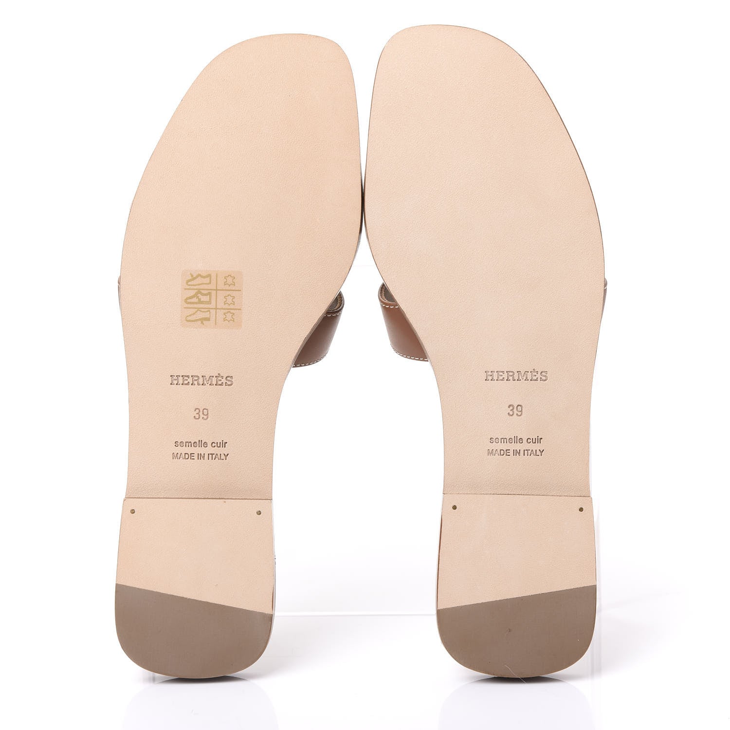 Hermes Box Calfskin Oran Sandals 39 Gold 5 of 9