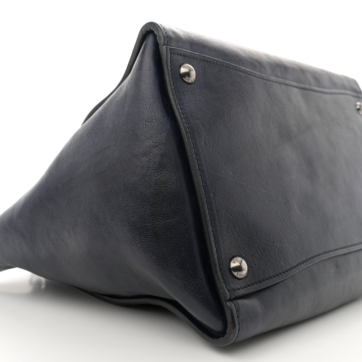 Prada Glace Calfskin Twin Pocket Tote Denim 10 of 16