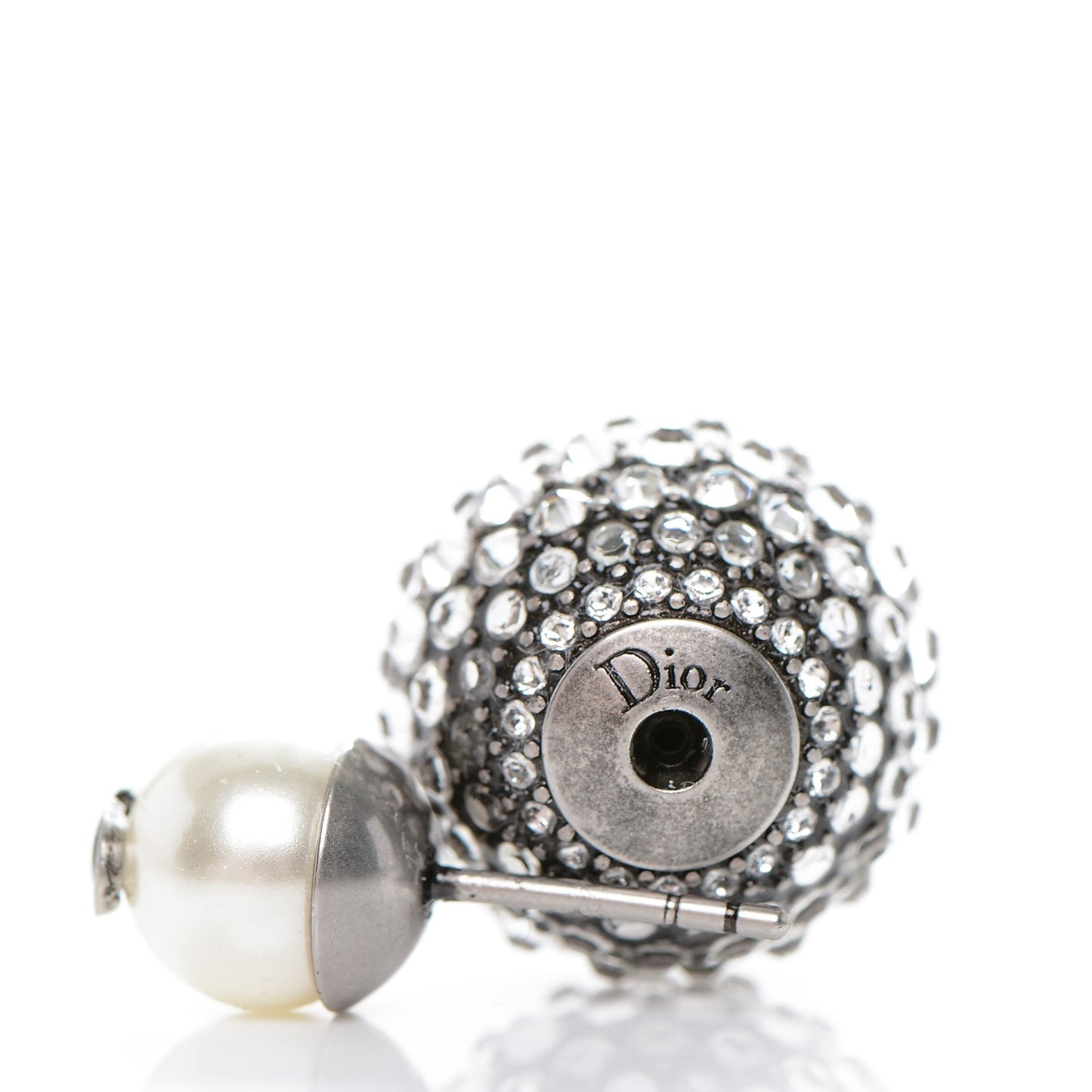 Crystal Pearl Dior Tribales Earrings Silver