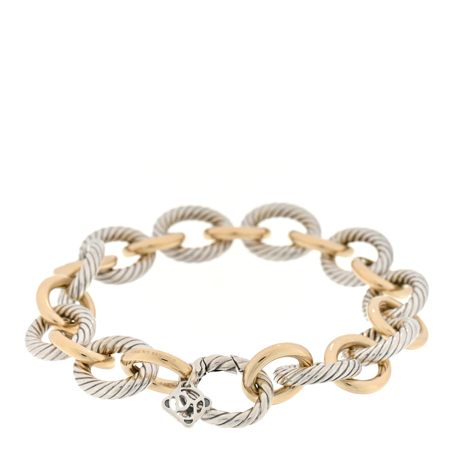 Sterling Silver 18K Yellow Gold 12mm Large Oval Link Bracelet