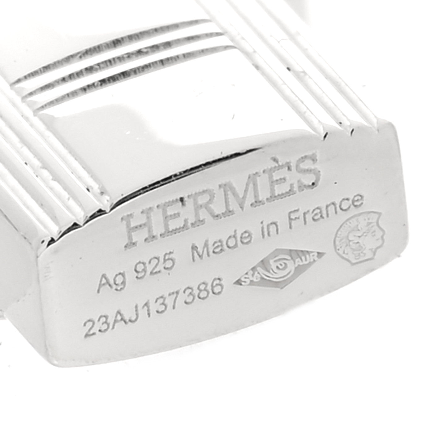 Hermes Sterling Silver Cadenas Kelly Lock Pendant Necklace 5 of 6