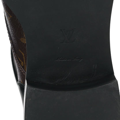 Louis Vuitton Calfskin Monogram Wonderland Flat Ranger Boots 39 Black 6 of 8