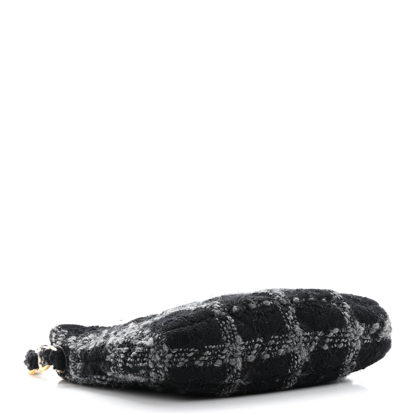 Cashmere Tweed Quilted CC Links Hobo Black Grey