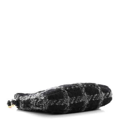Chanel Cashmere Tweed Quilted CC Links Hobo Black Grey 4 of 12