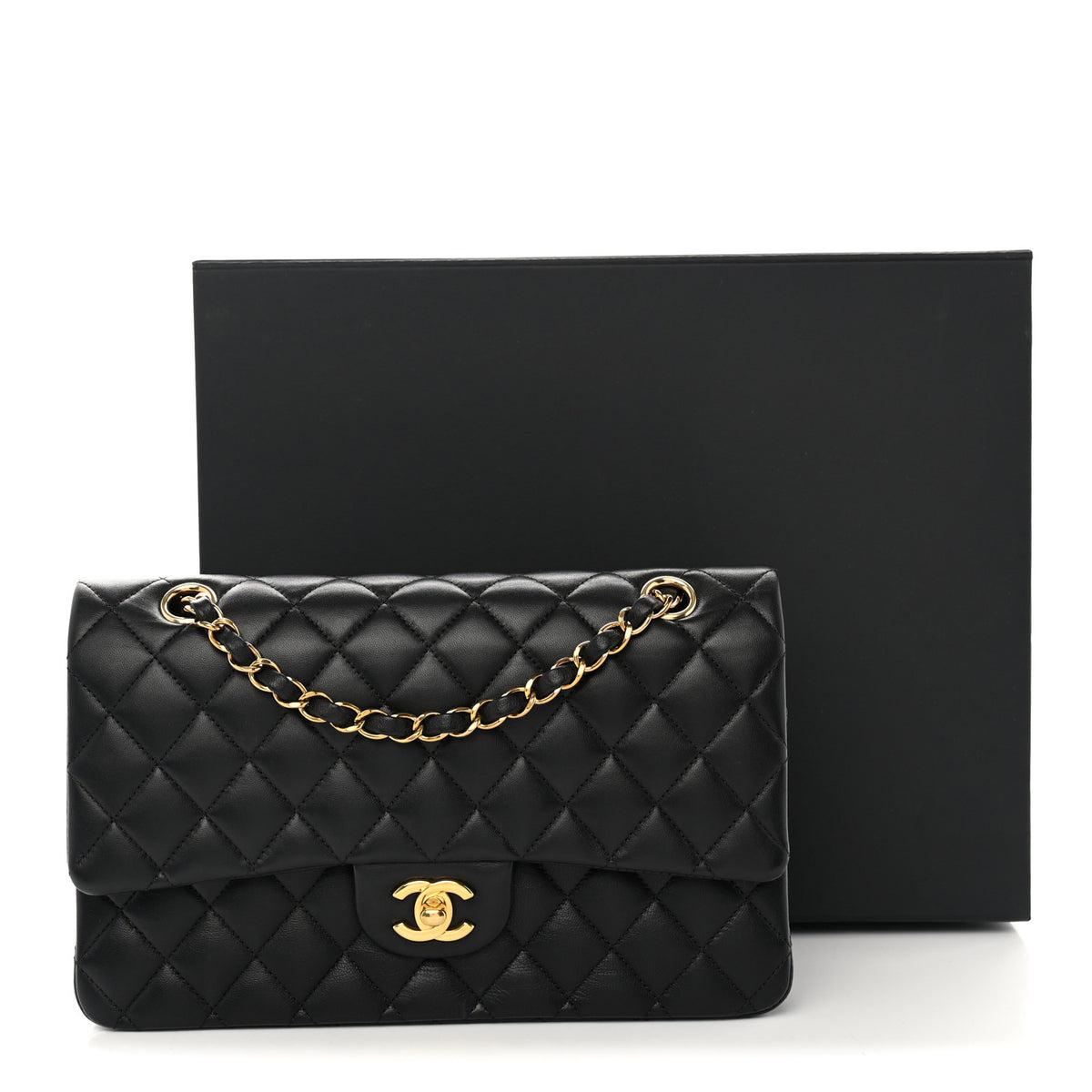 Chanel Lambskin Quilted Medium Double Flap Black 11 of 11