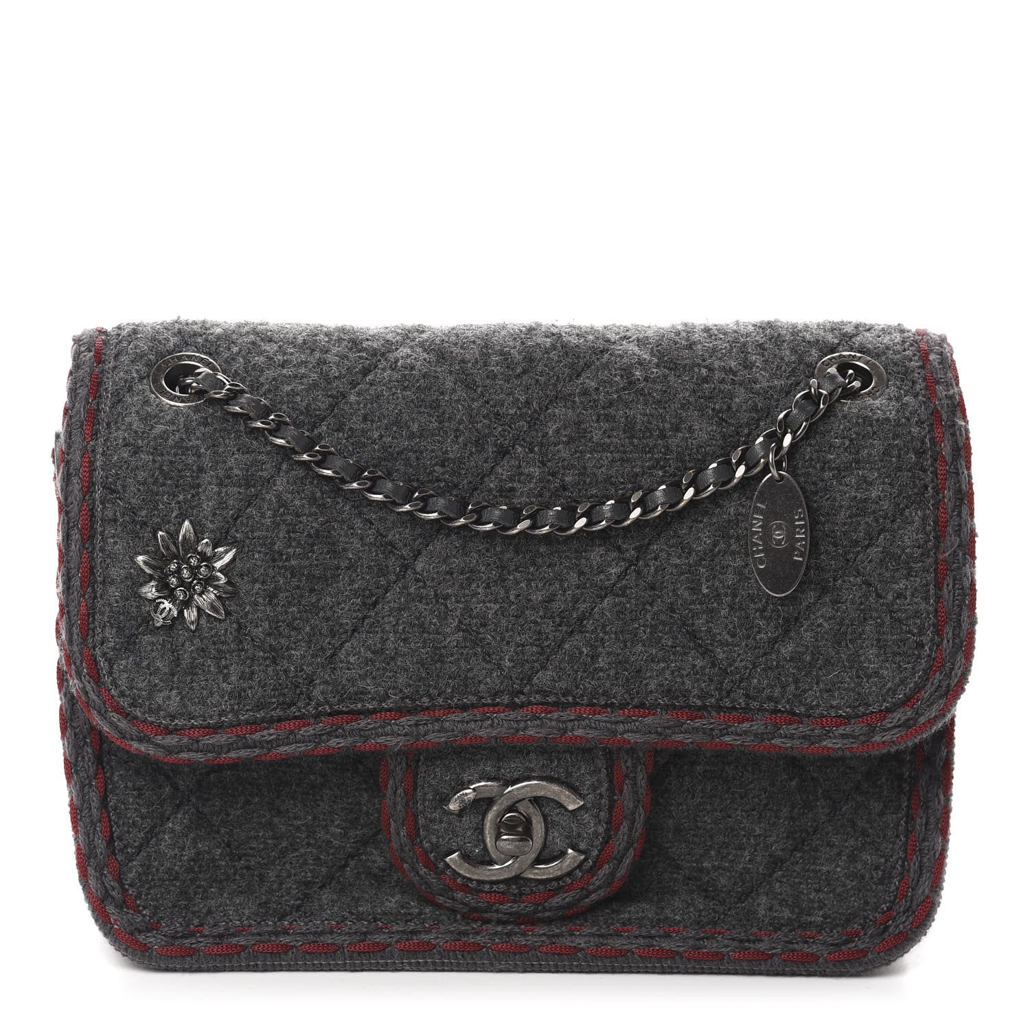 Chanel Wool Quilted Mini Edelweiss Single Flap Grey 1 of 11