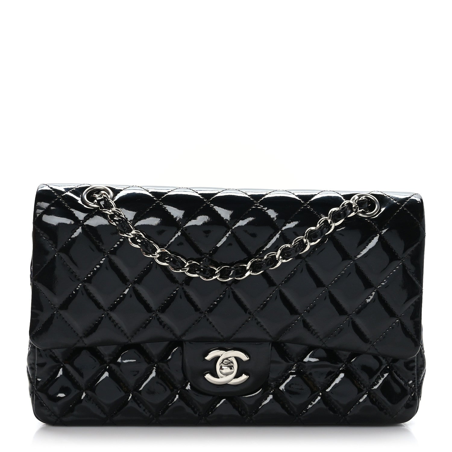 Chanel Patent Quilted Medium Double Flap Black 1 of 9