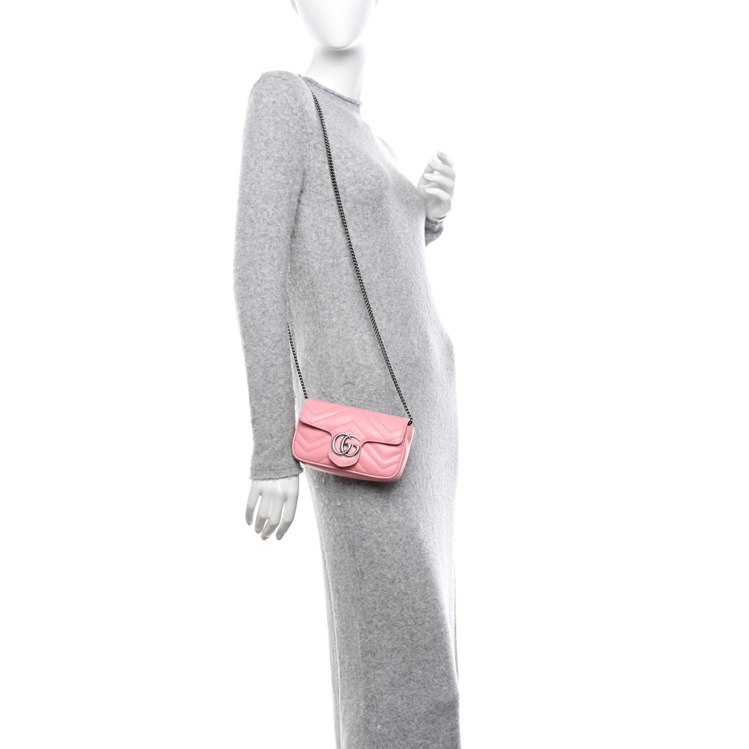 Gucci Calfskin Matelasse Super Mini GG Marmont Shoulder Bag Wild Rose 2 of 11